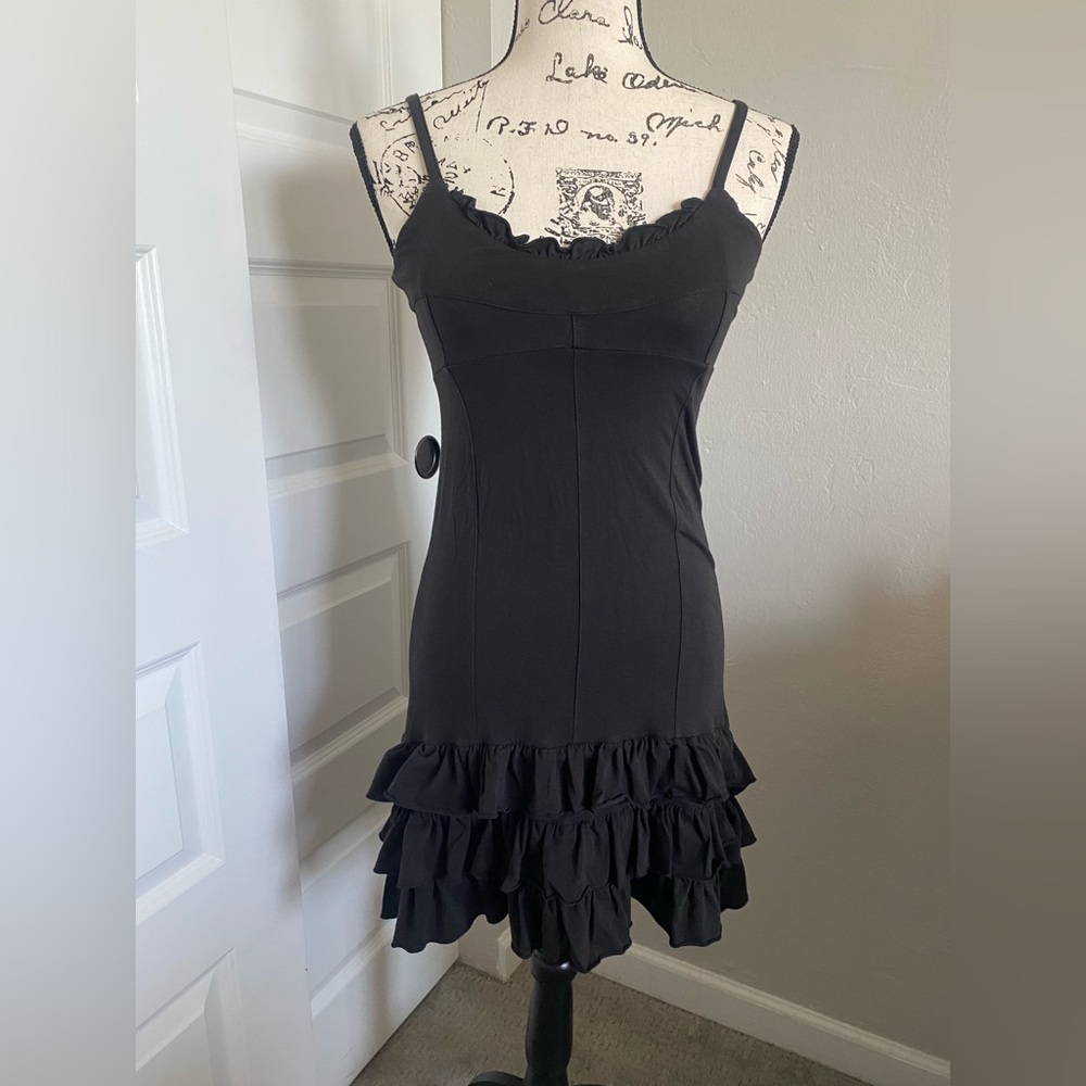 Nomads Hempwear Black Ruffle Mini Dress